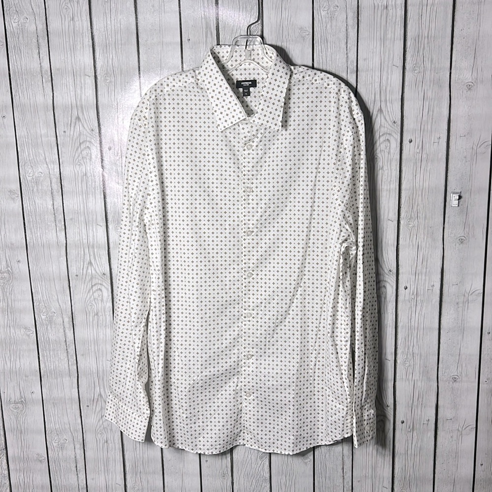 Express slim 1MX printed button down shirt size XL